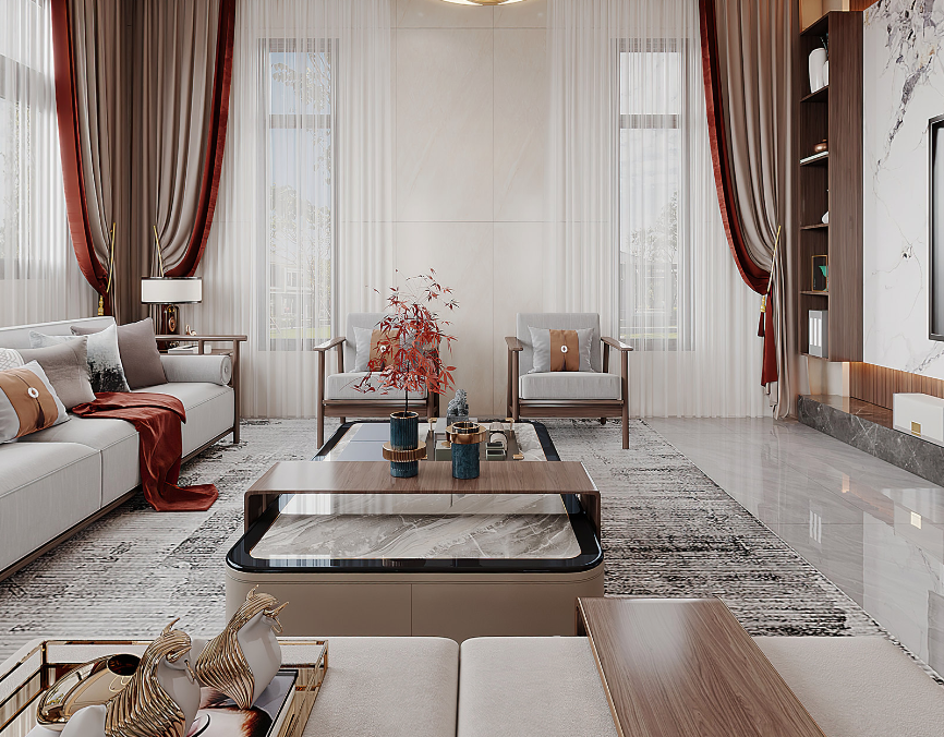 【夢居】859㎡墅宅裝修，東方詩意，現(xiàn)代語境，現(xiàn)代與中式的琴瑟和鳴。